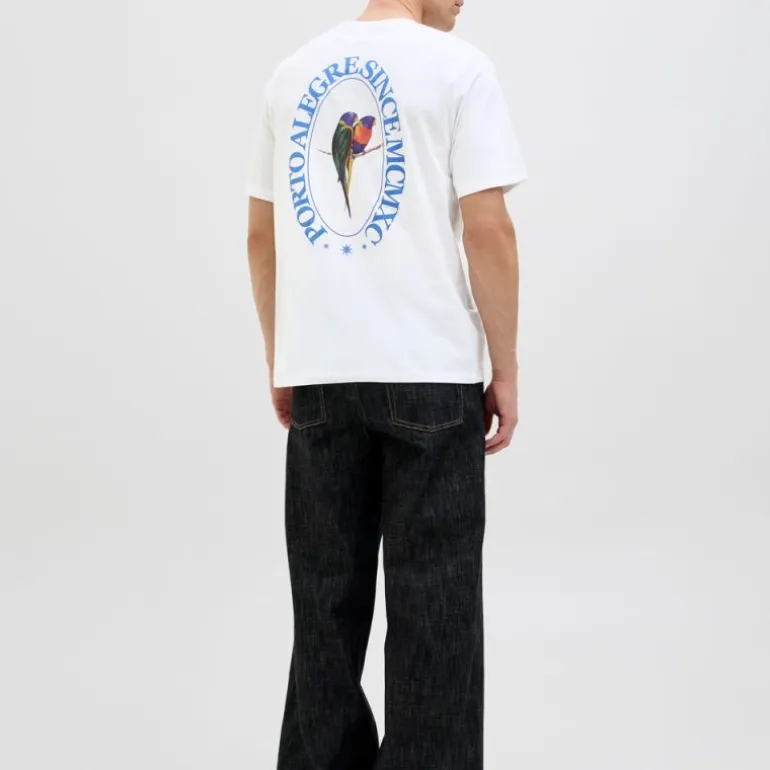 Tee shirt mykonos blanc imprimé perroquet coton Homme JACK & JONES