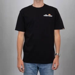 Tee shirt noir col rond regular logo brodé Homme ELLESSE