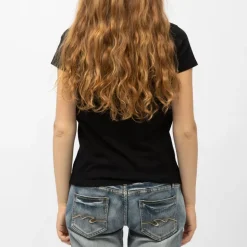 Tee shirt noir col v jersey moto gp Grand Prix Femme VON DUTCH