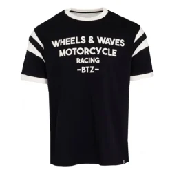 Tee shirt noir jersey empiècements blanches Homme WHEELS AND WAVES