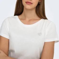 Tee shirt paris cloud dancer studio coeur à strass motive Femme JDY