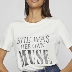 Tee shirt regular fit blanc imprimé MUSE Femme VILA