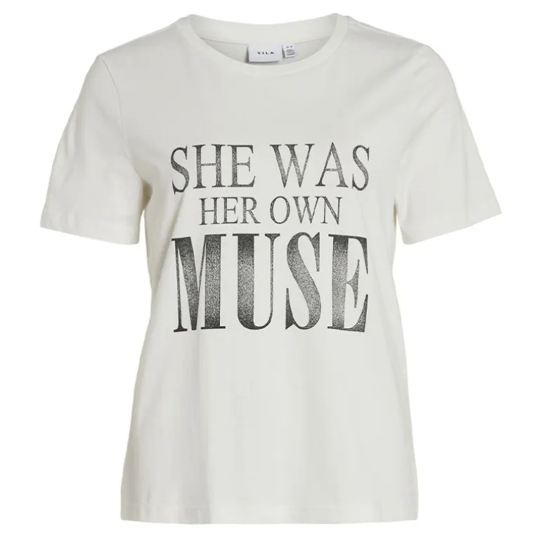 Tee shirt regular fit blanc imprimé MUSE Femme VILA