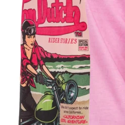 Tee shirt rose délavé imprimé devant Femme VON DUTCH