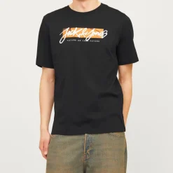 Tee shirt Tiley noir coton regular fit col ras de cou Homme JACK & JONES