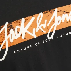 Tee shirt Tiley noir coton regular fit col ras de cou Homme JACK & JONES