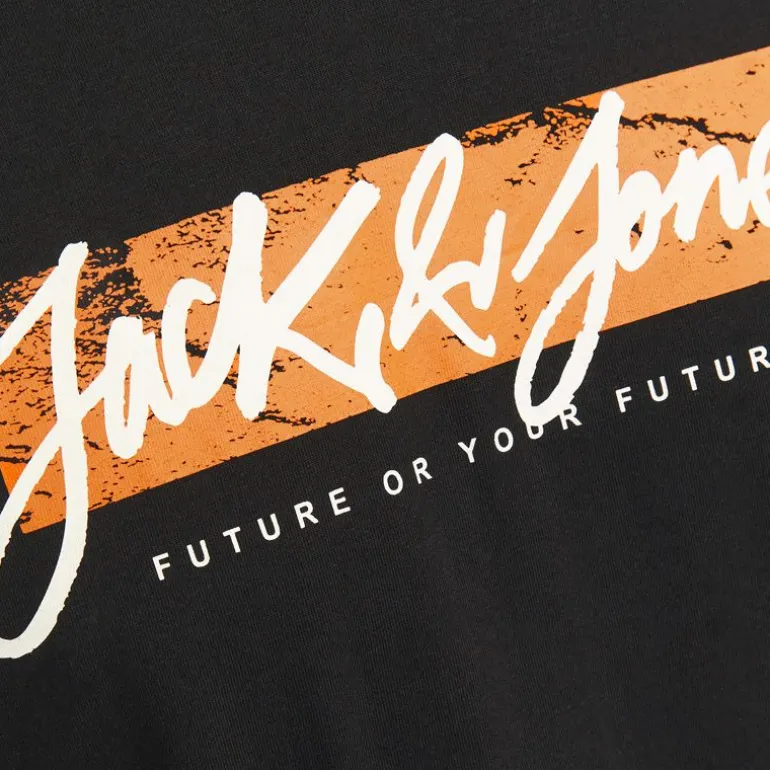 Tee shirt Tiley noir coton regular fit col ras de cou Homme JACK & JONES