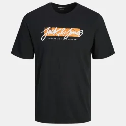 Tee shirt Tiley noir coton regular fit col ras de cou Homme JACK & JONES