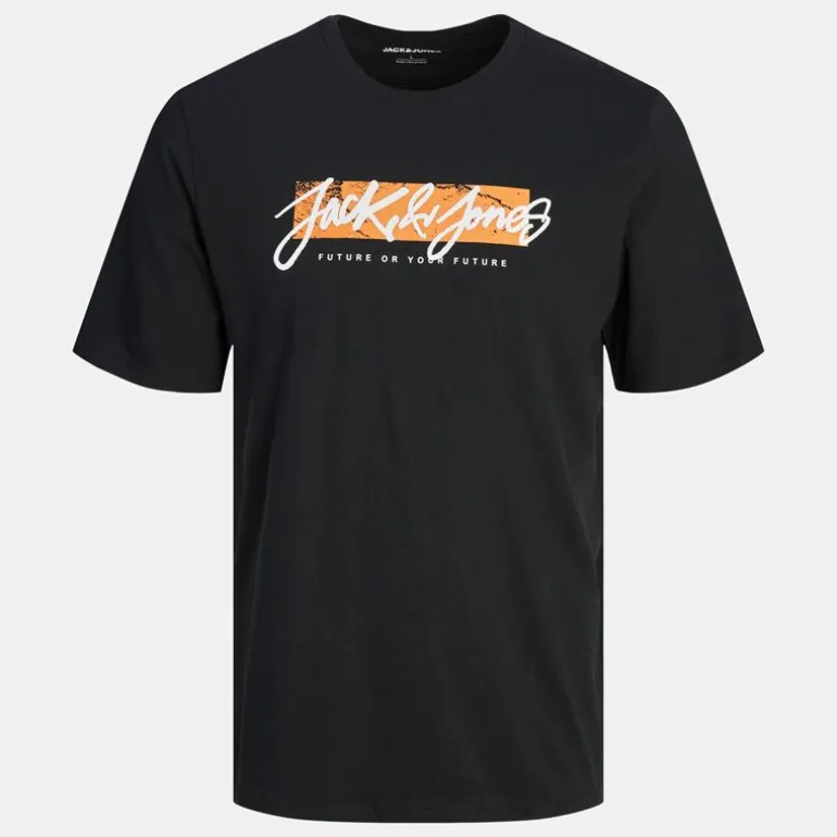 Tee shirt Tiley noir coton regular fit col ras de cou Homme JACK & JONES