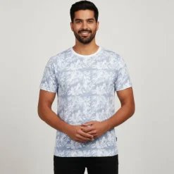 Tee shirt uni menson-b avec imprimé feuilles Homme BLAGGIO