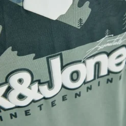 Tee shirt vert d'eau mine col ras de cou imprimé montagnes Homme JACK & JONES
