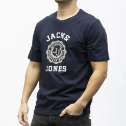 Tee shirt victo coton imprimé logo blason Homme JACK & JONES