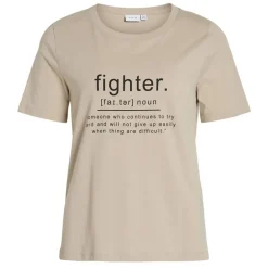 Tee shirt visybilla inscription fighter en coton biologique Femme VILA