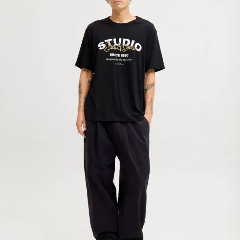 Tee shirt yuki coton imprimé logo col ras de cou Homme JACK & JONES