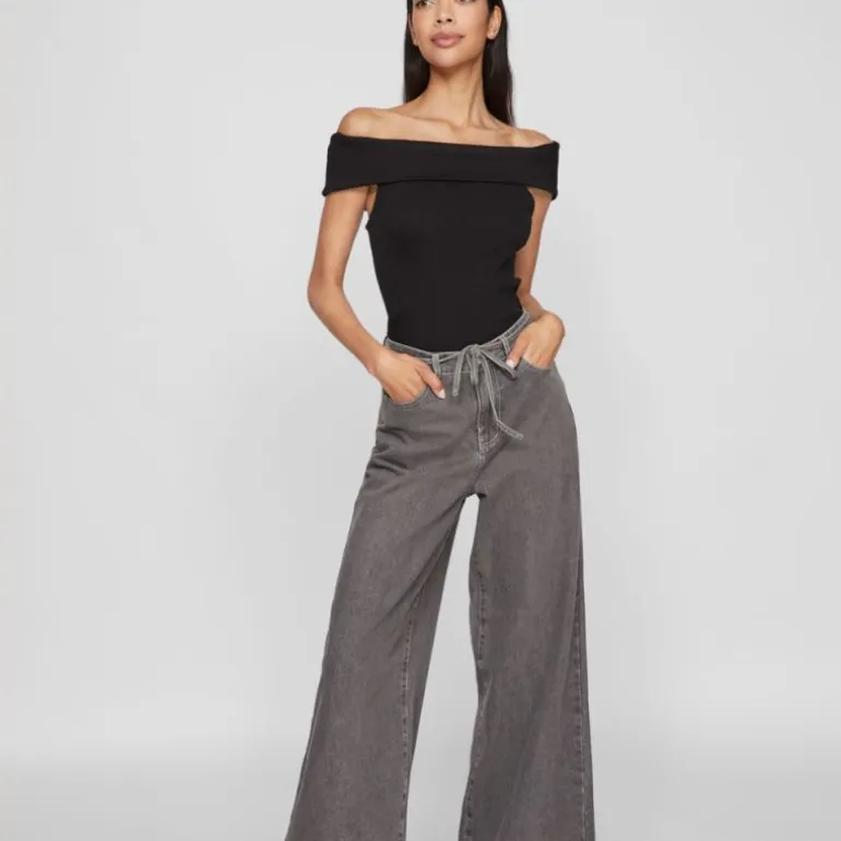 Top coton sahia black épaules dénudées Femme VILA