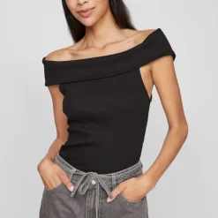 Top coton sahia black épaules dénudées Femme VILA