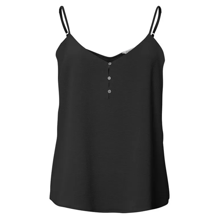 Top fin à bouton sans manche uni Femme ONLY