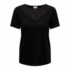 Top manches courtes col rond détail dentelle uni Femme JDY