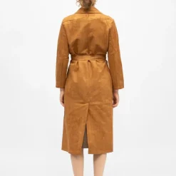 Trench long camel effet daim faragot à nouer Femme LA PETITE ETOILE