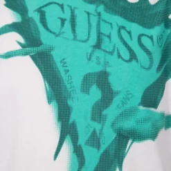 Tshirt blanc coton motif logo tons de verts Enfant GUESS