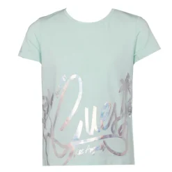 Tshirt col rond imprimé argenté avec logo manuscript Enfant GUESS