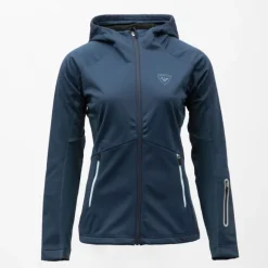Veste à capuche cintrée softshell bleu marine poches zippées bleu ciel Femme ROSSIGNOL