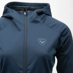 Veste à capuche cintrée softshell bleu marine poches zippées bleu ciel Femme ROSSIGNOL