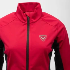 Veste col cheminée softshell bi color rouge zip noir femme Femme ROSSIGNOL