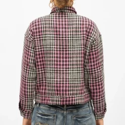 Veste courte noire tweed motif pied de poule val avec poches Femme LA PETITE ETOILE