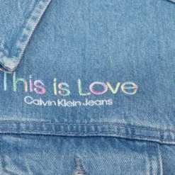 Veste crop top sans manches jean 