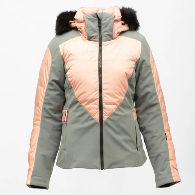 Veste de ski bi color à capuche fausse fourrure avec zip Femme ROSSIGNOL