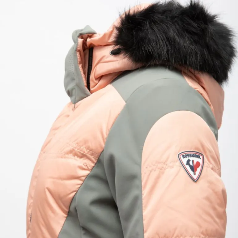 Veste de ski bi color à capuche fausse fourrure avec zip Femme ROSSIGNOL