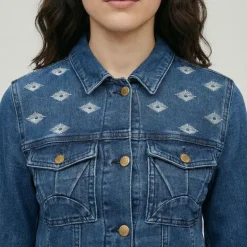 Veste jean denim bleu avec broderie Femme LES TROPEZIENNES PAR M.BELARBI