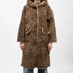 Veste sherpa longue a capuche brown h24chels Femme GOLD AND SILVER